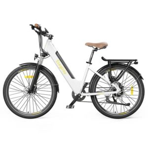 φθηνό ηλεκτρικό ποδήλατο σε λευκό χρώμα