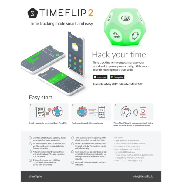 timeflip2 διαδραστικό έξυπνο πρόγραμμα παρακολούθησης χρόνου που μπορείτε να διαχειριστείτε το χρόνο σας