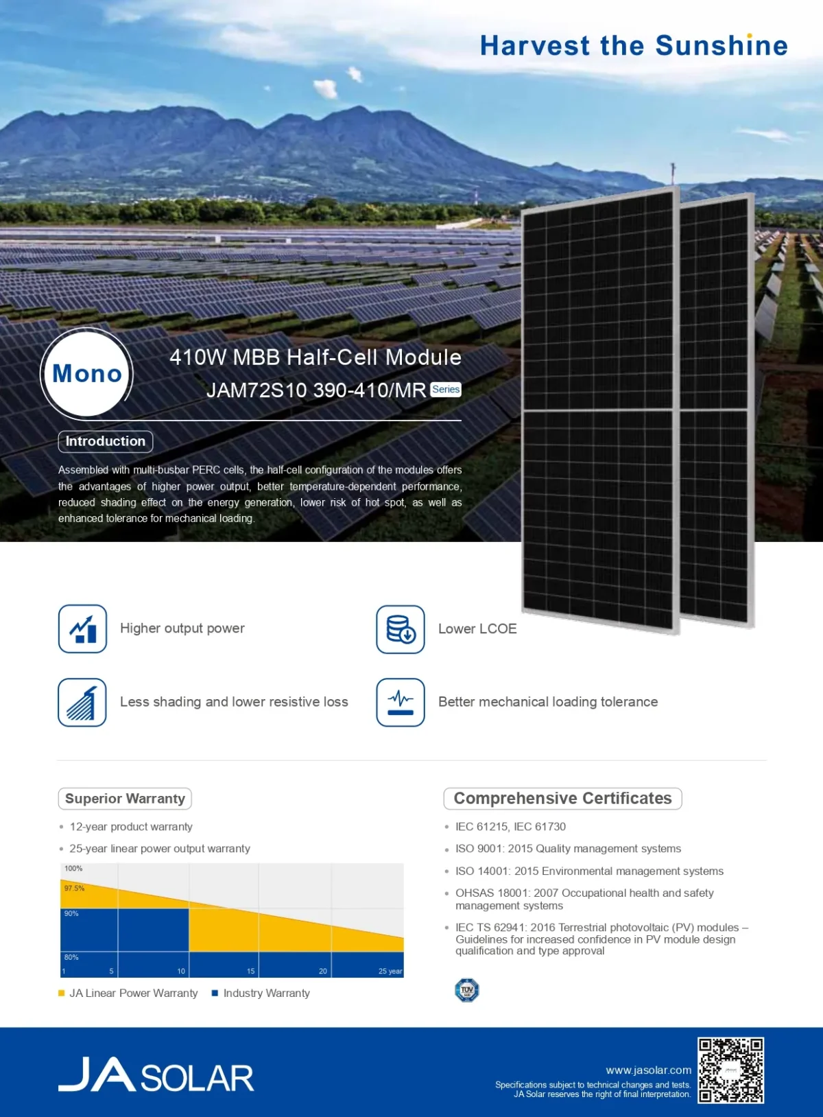 Ja Solar Ηλιακό Πάνελ 410 Watt JAM72S10-410/MR - Image 3