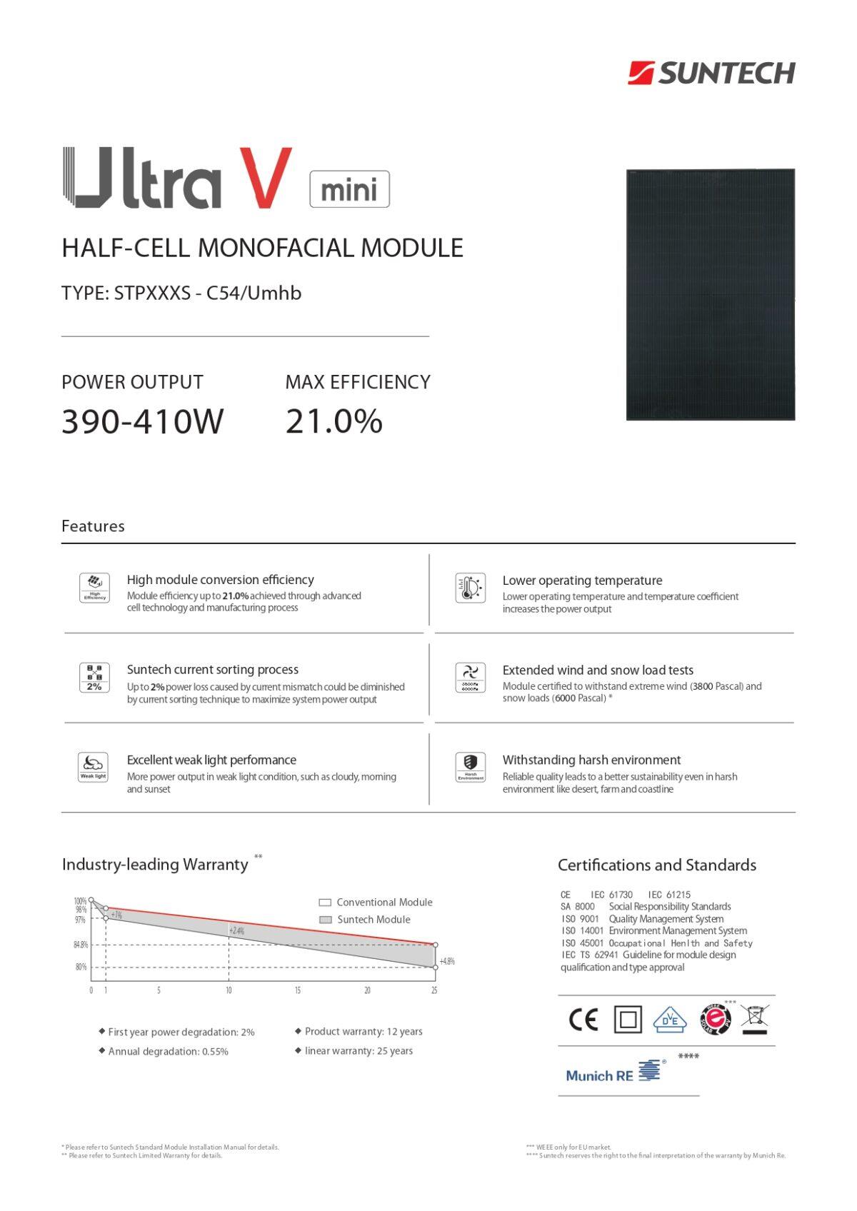 Suntech Ηλιακό Πάνελ 400 Watt STP400S - C54/Umhb Μαύρο Πλαίσιο - Image 3